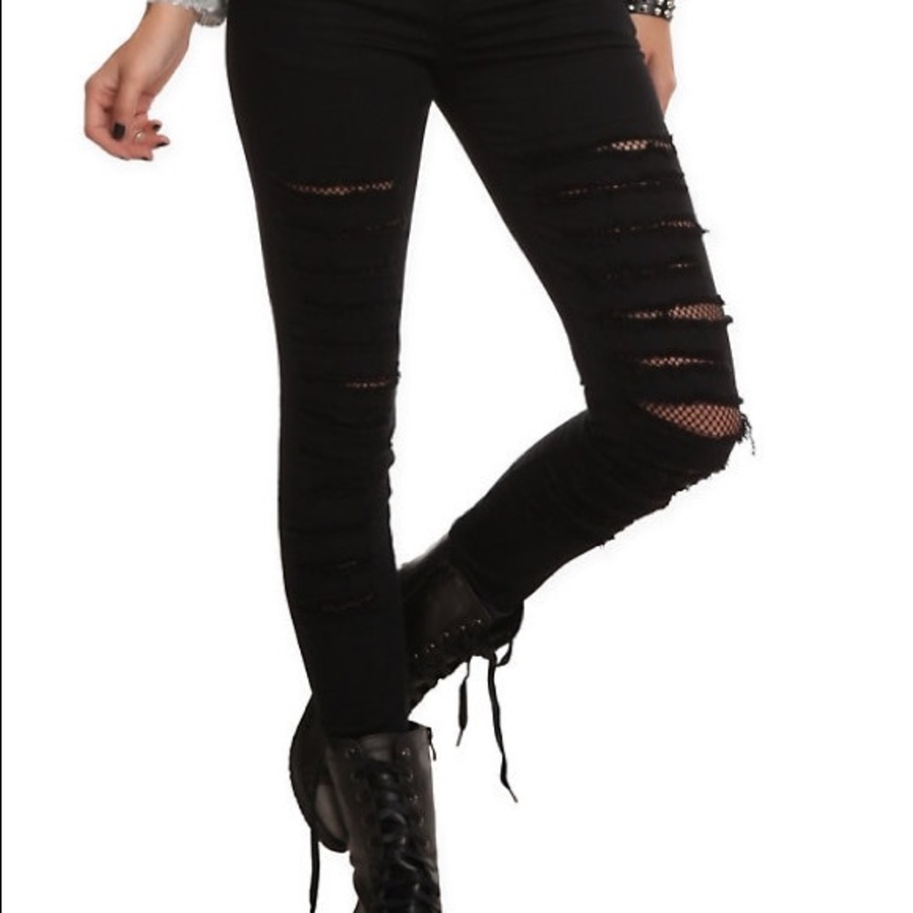 Royal Bones (black) Fishnet Skinny Jeans